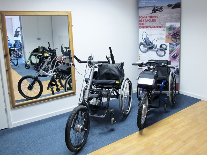 Draft Wheelchairs Clip On hand cycles in showroom Draft Wheelchairs Clip On hand cycles in showroom