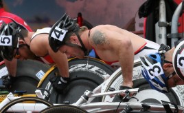 Photo Bridgit Williman Josh Cassidy no.4 alongside main rival Kurt Fearnley no.5